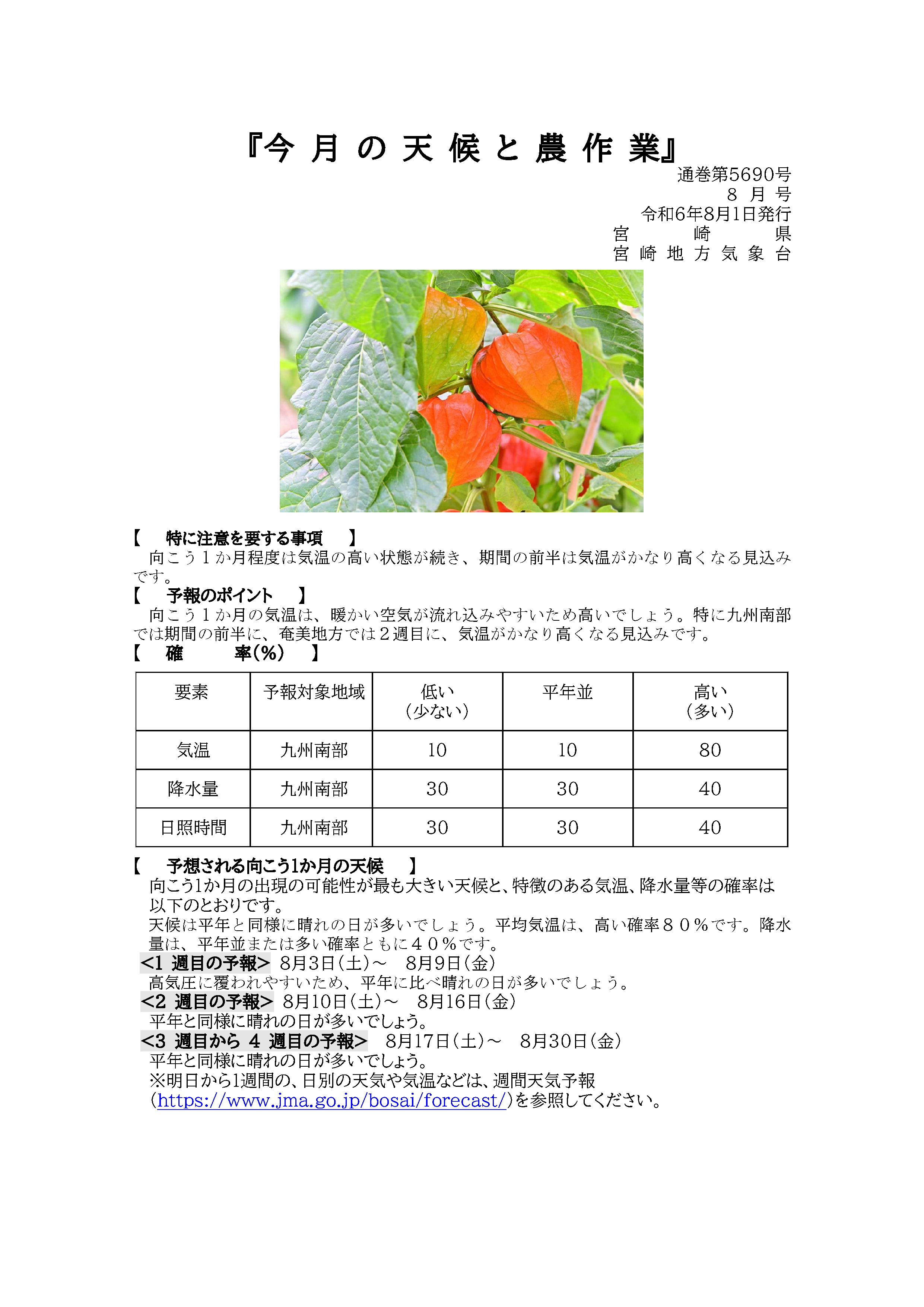 今月の天候と農作業2024年8月版