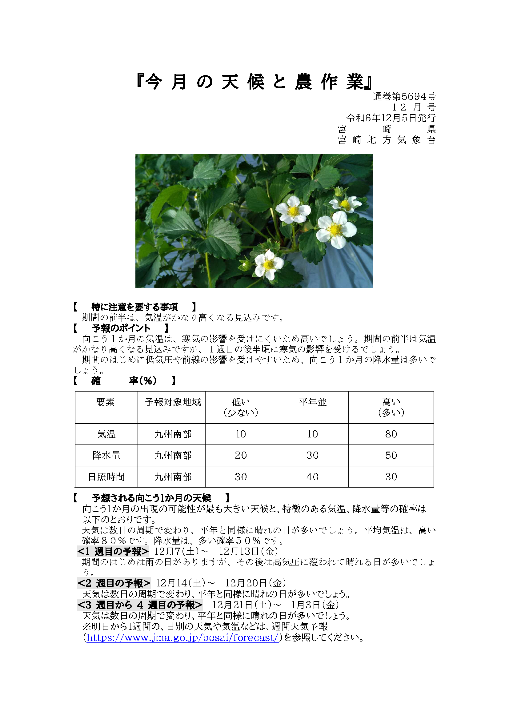 今月の天候と農作業2024年12月版