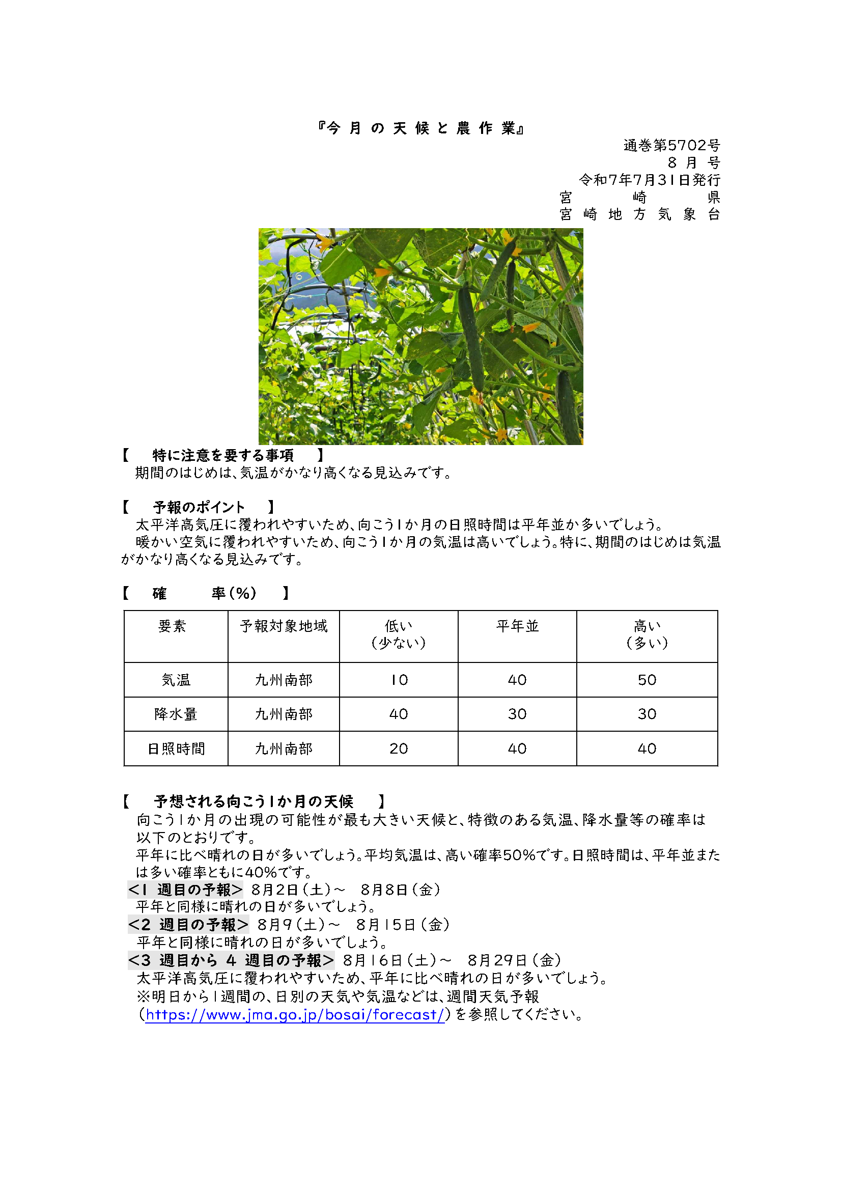 今月の天候と農作業2025年8月版