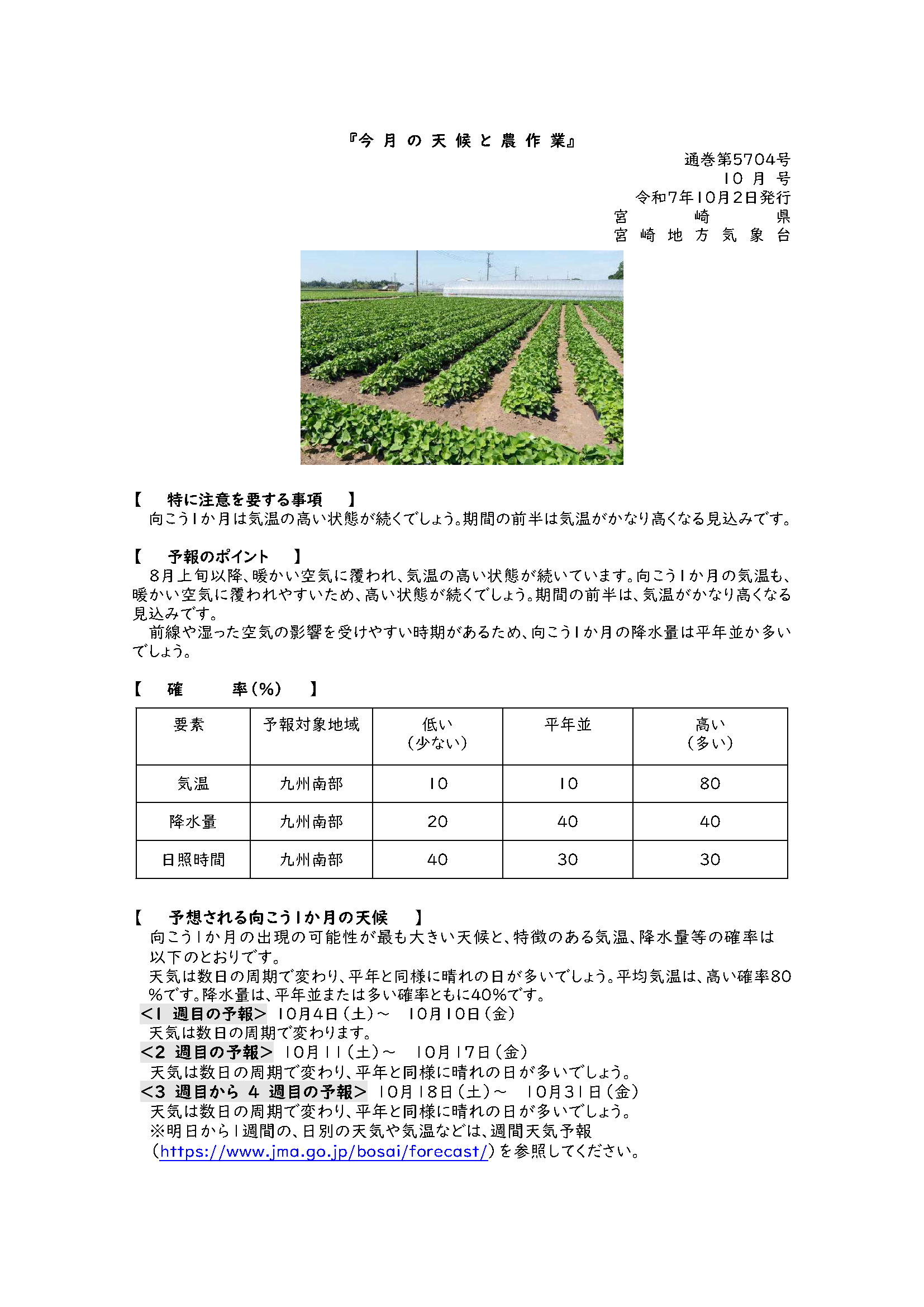 今月の天候と農作業2025年9月版