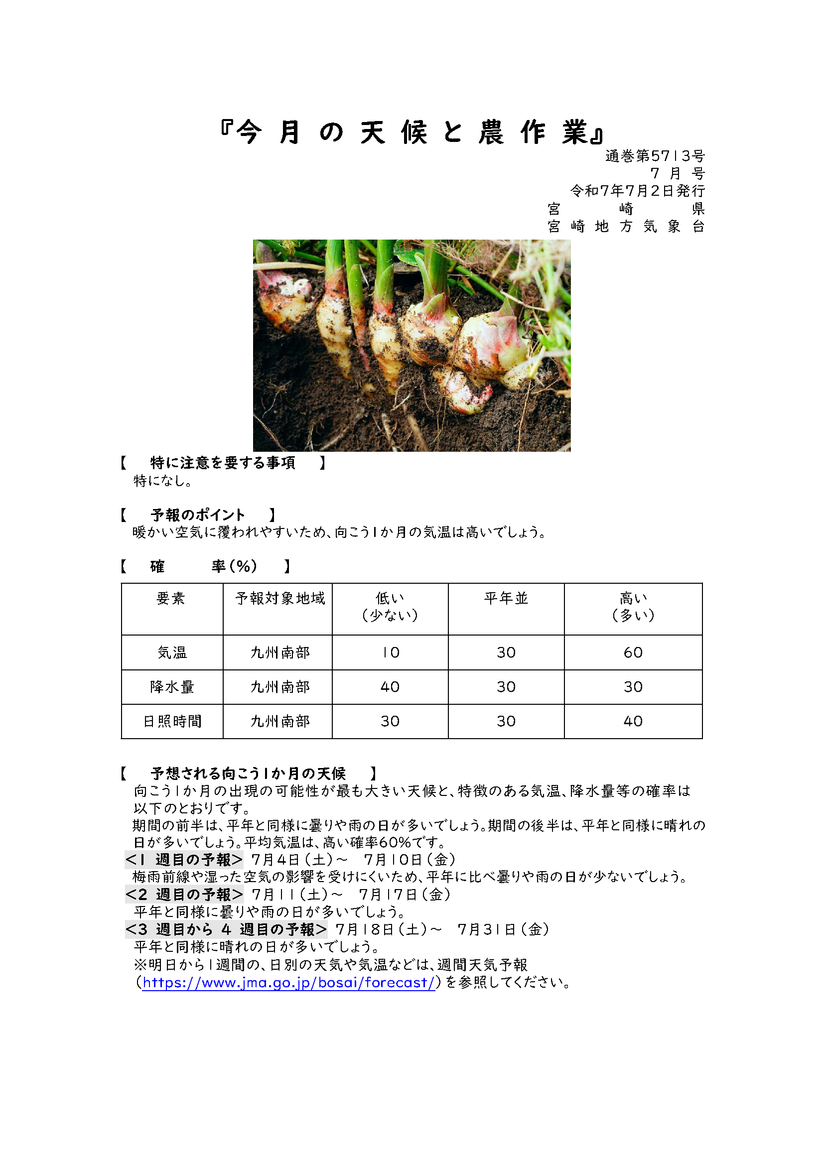 今月の天候と農作業2026年7月版